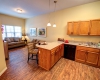 Two one-bedroom floorplans and three two-bedroom floorplans are offered