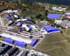 Aerial view showing proposed additions and improvements to the campus