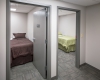 Bunk spaces are situated at the far end of the facility to create a quiet, restful environment.
